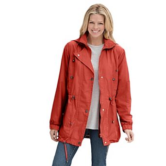Woman Within Plus Size Petite Taslon Anorak Jacket With Removable Fleece Lining