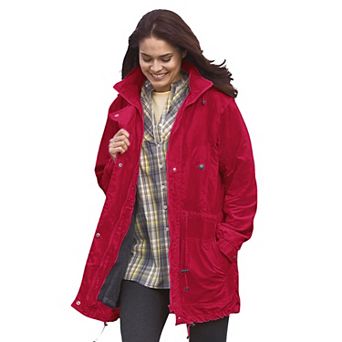 Woman Within Plus Size Petite Fleece-Lined Taslon Anorak