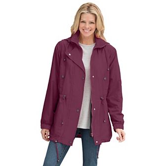 Woman Within Plus Size Fleece-Lined Taslon Anorak