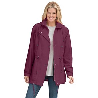 Woman Within Plus Size Petite Fleece-Lined Taslon Anorak