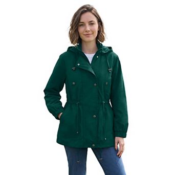 Woman Within Plus Size Petite Taslon Anorak Jacket With Removable Fleece Lining