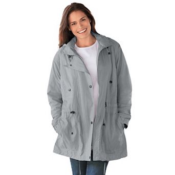 Woman Within Plus Size Petite Fleece-Lined Taslon Anorak