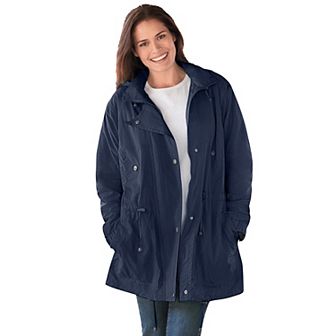 Woman Within Plus Size Fleece-Lined Taslon Anorak