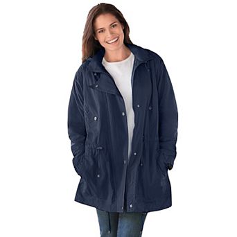 Woman Within Plus Size Petite Fleece-Lined Taslon Anorak