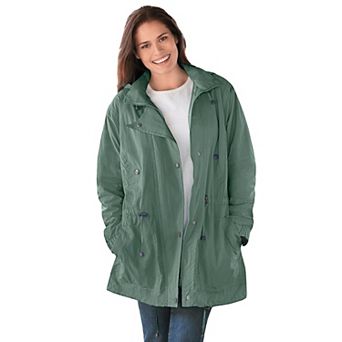 Woman Within Plus Size Petite Fleece-Lined Taslon Anorak