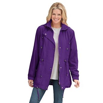 Woman Within Plus Size Petite Fleece-Lined Taslon Anorak