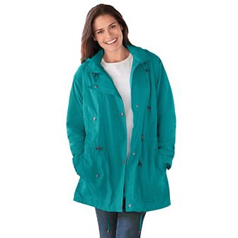 Woman Within Plus Size Fleece-Lined Taslon Anorak
