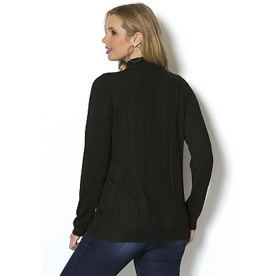 Roaman's Women's Plus Size Plus Size Drop Needle Mockneck Lightweight Sweater Knit