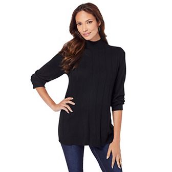 Roaman's Women's Plus Size Plus Size Drop Needle Mockneck Lightweight Sweater Knit