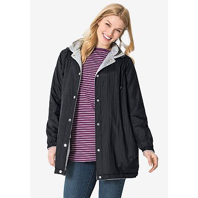 Woman Within Plus Size Fleece Nylon Reversible Jacket