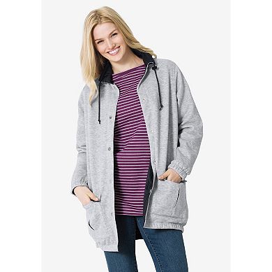 Woman Within Women's Plus Size Fleece Nylon Reversible Jacket