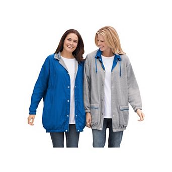 Woman Within Plus Size Fleece Nylon Reversible Jacket