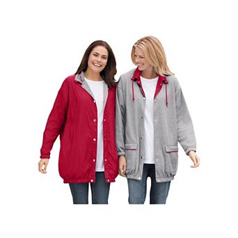 Woman Within Women's Plus Size Fleece Nylon Reversible Jacket