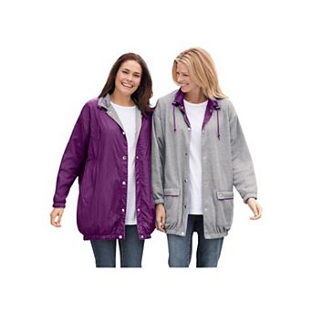 Woman Within Plus Size Fleece Nylon Reversible Jacket
