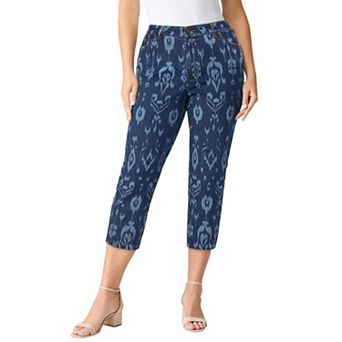 Roaman's Women's Plus Size Classic Stretch Capri Jean