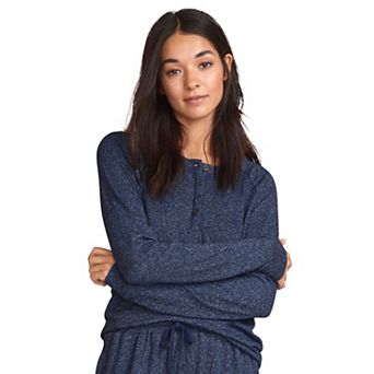 ellos Plus Size Marled Henley Lounge Top