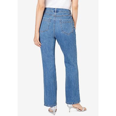 Roaman's Women's Plus Size Invisible Stretch Iconic Sequin-Embellished Bootcut Jean