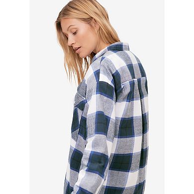ellos Plus Size Plaid Button-Front Flannel Tunic