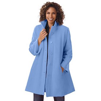 Woman Within Plus Size Fleece Swing Funnel-Neck Coat
