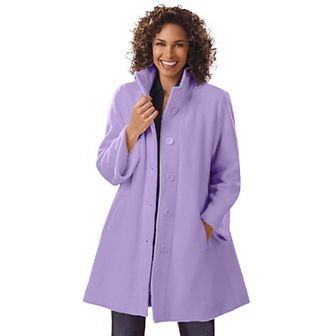 Woman Within Plus Size Fleece Swing Funnel-Neck Coat