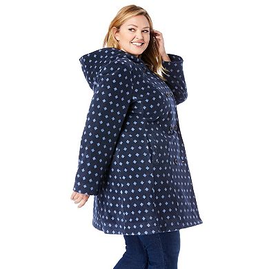 Woman Within Plus Size Double-Breasted Hooded Fleece Peacoat
