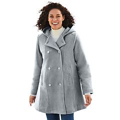 Women's hooded peacoat plus size sales