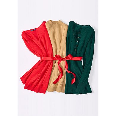 Roaman's Women's Plus Size Drop Needle V-Neck Lightweight Sweater Knit