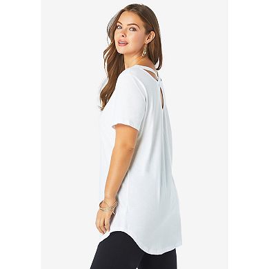 Roaman's Women's Plus Size Crisscross Back Ultimate Tunic