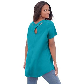 Roaman's Women's Plus Size Ultimate Crisscross Back Tunic