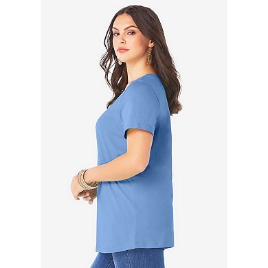Roaman's Women's Plus Size Cotton Ultimate Crewneck Tee