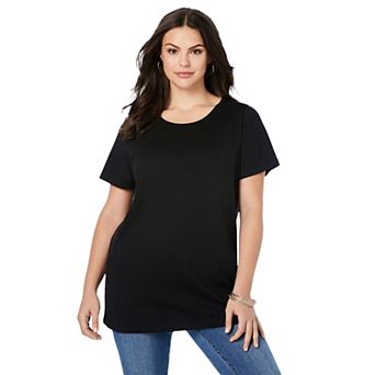 Roaman's Women's Plus Size Plus Size Cotton Ultimate Crewneck Tee