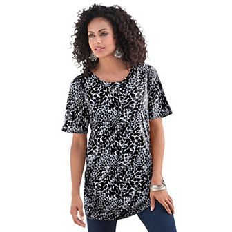 Roaman's Women's Plus Size Plus Size Cotton Ultimate Crewneck Tee