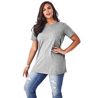 Roaman's Women's Plus Size Plus Size Cotton Ultimate Crewneck Tee