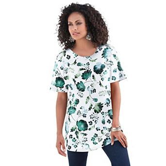 Roaman's Women's Plus Size Cotton Ultimate Crewneck Tee