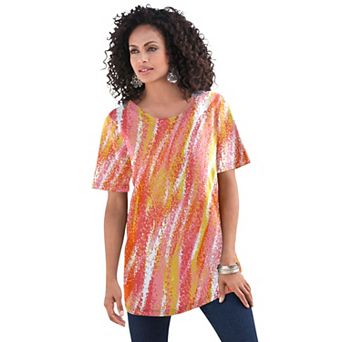 Roaman's Women's Plus Size Cotton Ultimate Crewneck Tee