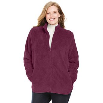 Woman Within Plus Size Fluffy Fleece Jacket