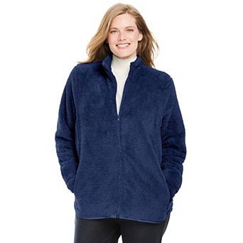 Woman Within Plus Size Fluffy Fleece Jacket