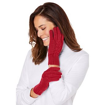 Woman Within Women's Plus Size Cable-knit Gloves