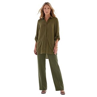 Roaman's Women's Plus Size Georgette Overlay Big Shirt