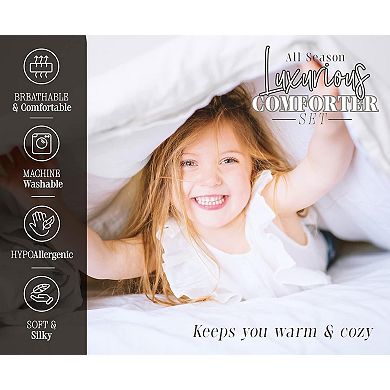 Elegant Comfort 3 Pc 100% Cotton Down Alternative Comforter Set With Shams - Premium Hotel Quality