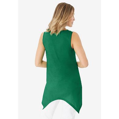 Roaman's Women's Plus Size Handkerchief Hem Tunic Tank