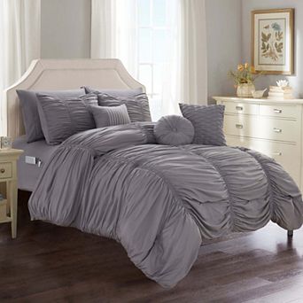 Elegant Comfort 10 pc Pleated Comforter Set - Includes 6 pc Sheet Set With Sided Storage Pockets