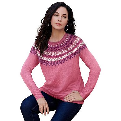 Roaman's Women's Plus Size Fair Isle Pullover Sweater