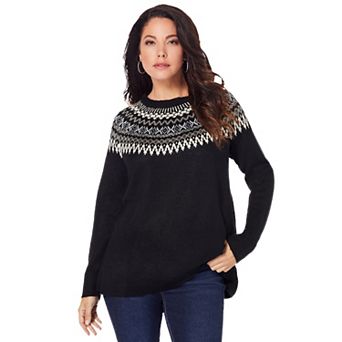 Roaman's Women's Plus Size Fair Isle Pullover Sweater