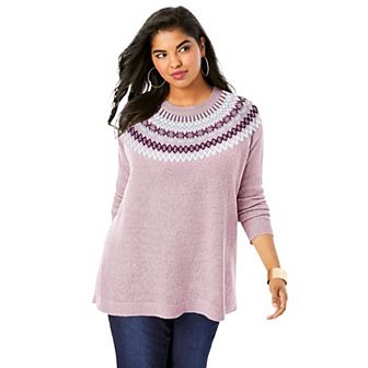 Roaman's Women's Plus Size Fair Isle Pullover Sweater