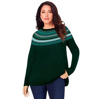 Roaman's Women's Plus Size Fair Isle Pullover Sweater