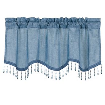 Kate Aurora 1 pc Moroccan Sparkle Rod Pocket Semi Sheer Voile Beaded Trim Window Valance