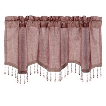 Kate Aurora 1 pc Moroccan Sparkle Rod Pocket Semi Sheer Voile Beaded Trim Window Valance