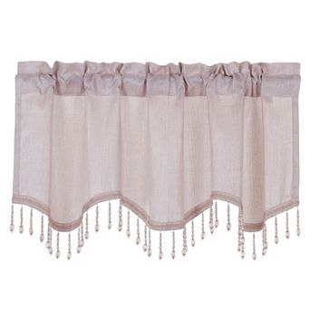 Kate Aurora 1 pc Moroccan Sparkle Rod Pocket Semi Sheer Voile Beaded Trim Window Valance