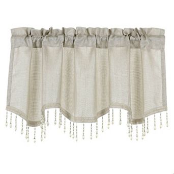 Kate Aurora 1 pc Moroccan Sparkle Rod Pocket Semi Sheer Voile Beaded Trim Window Valance